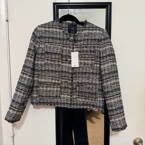 Zara Black and White Tweed Blazer